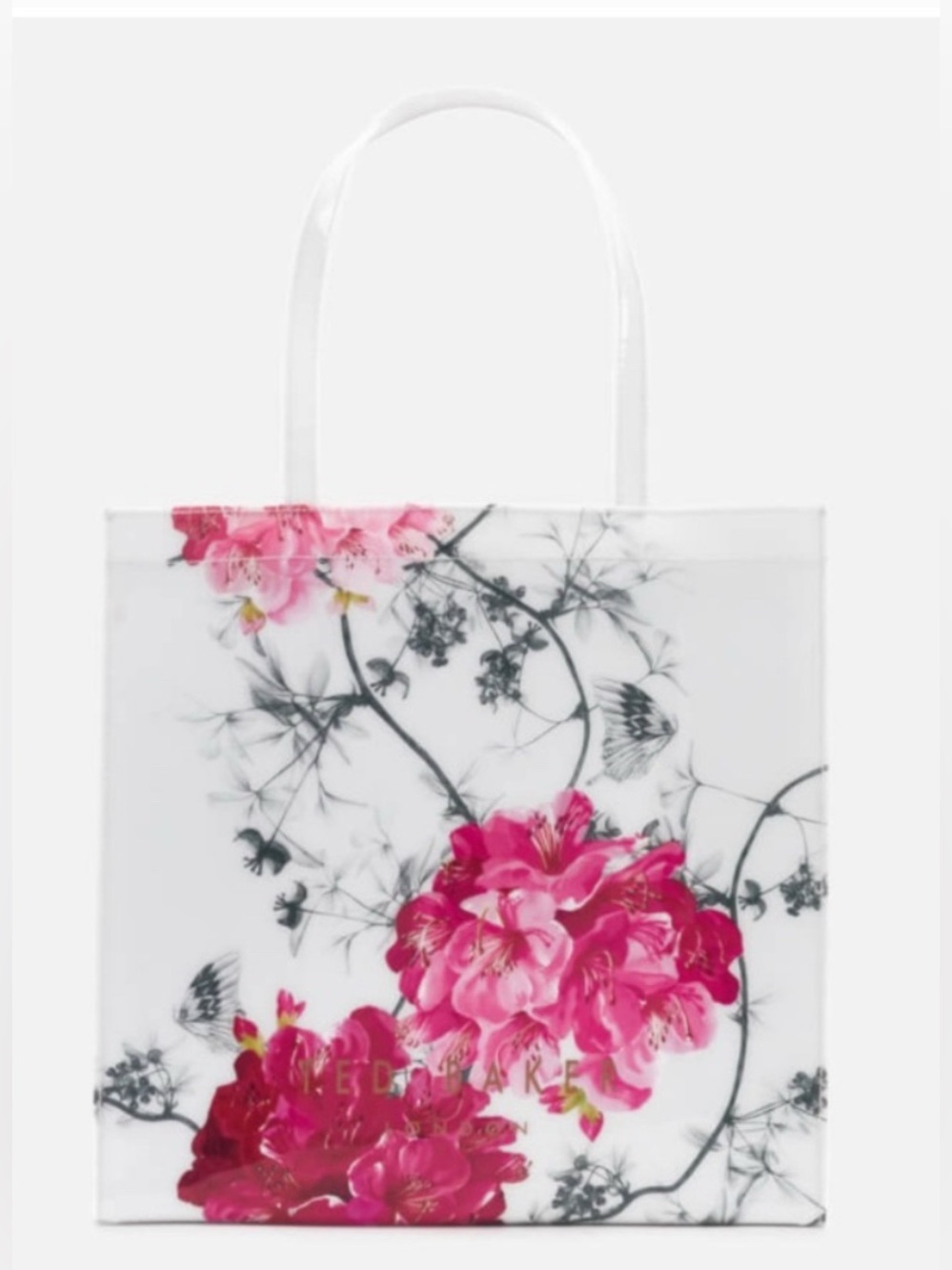 Ted Baker White Tote with Pink Floral Motif